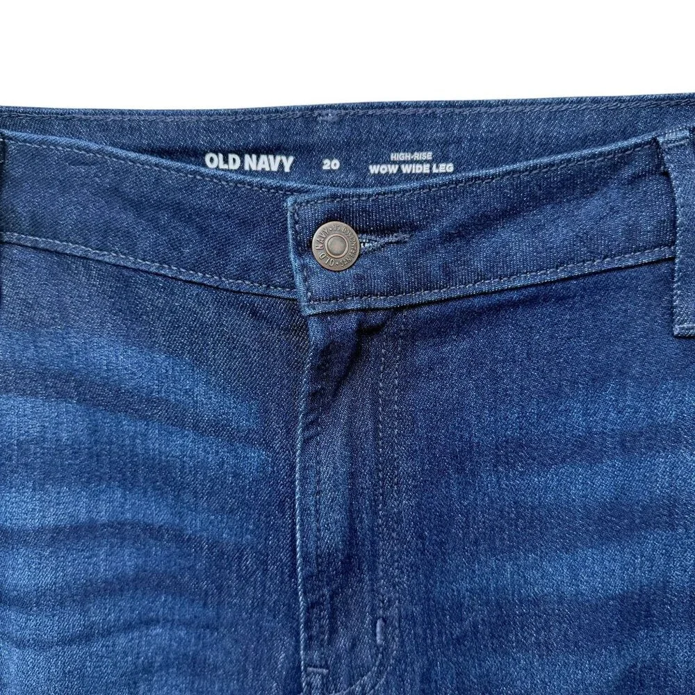 Old Navy Women’s High-Rise Wow Wide Leg Jeans Plus Size 20 Dark Wash Denim NWOT - Picture 5 of 10